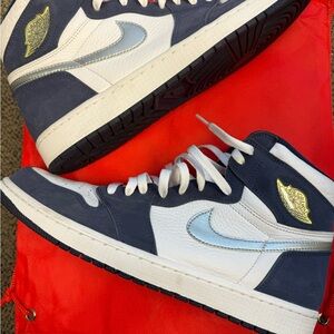 Jordan 1 Retro High CO.JP Midnight Navy, White, and Light Blue